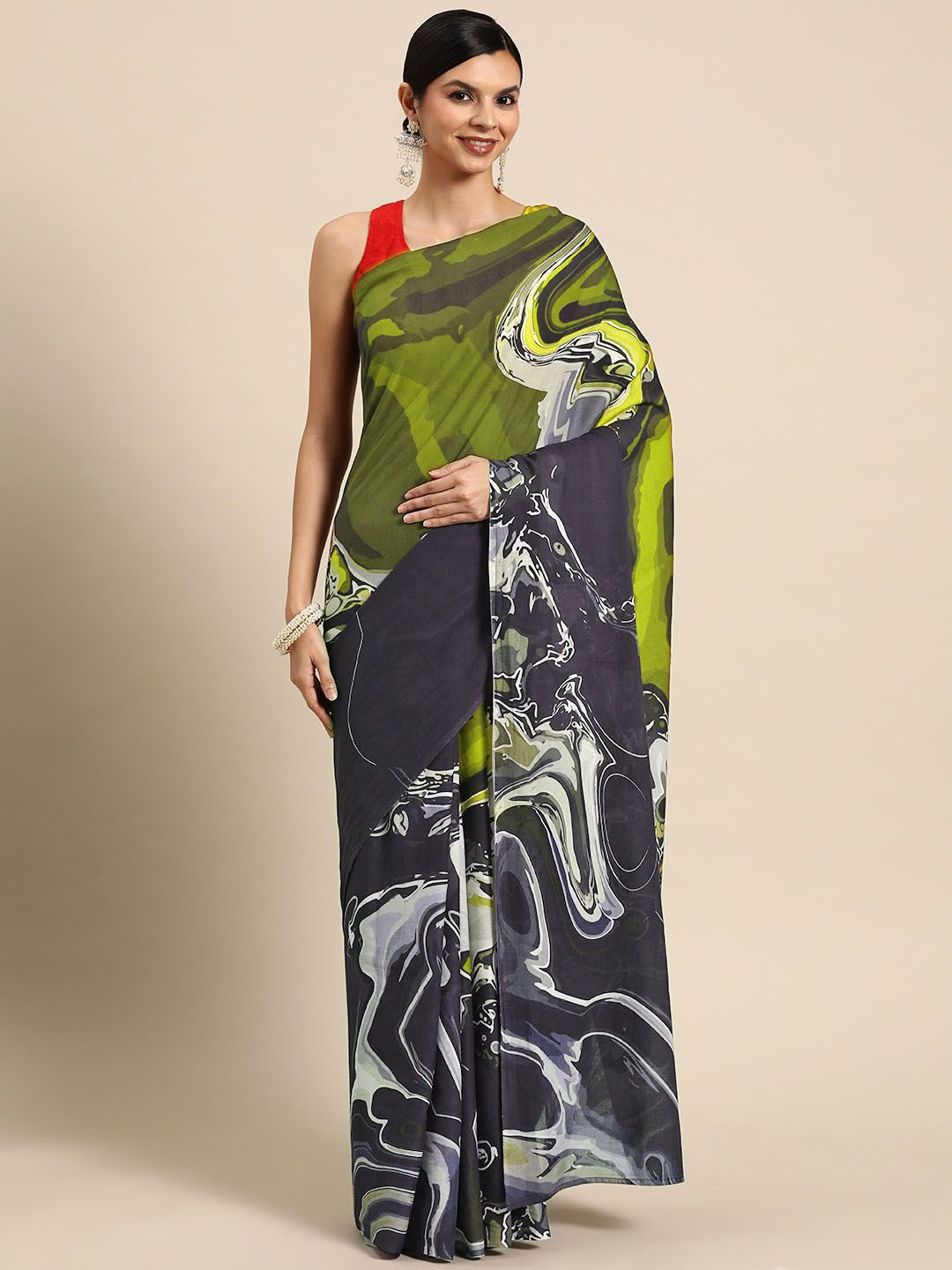 

BUTA BUTI Pure Cotton Saree, Green