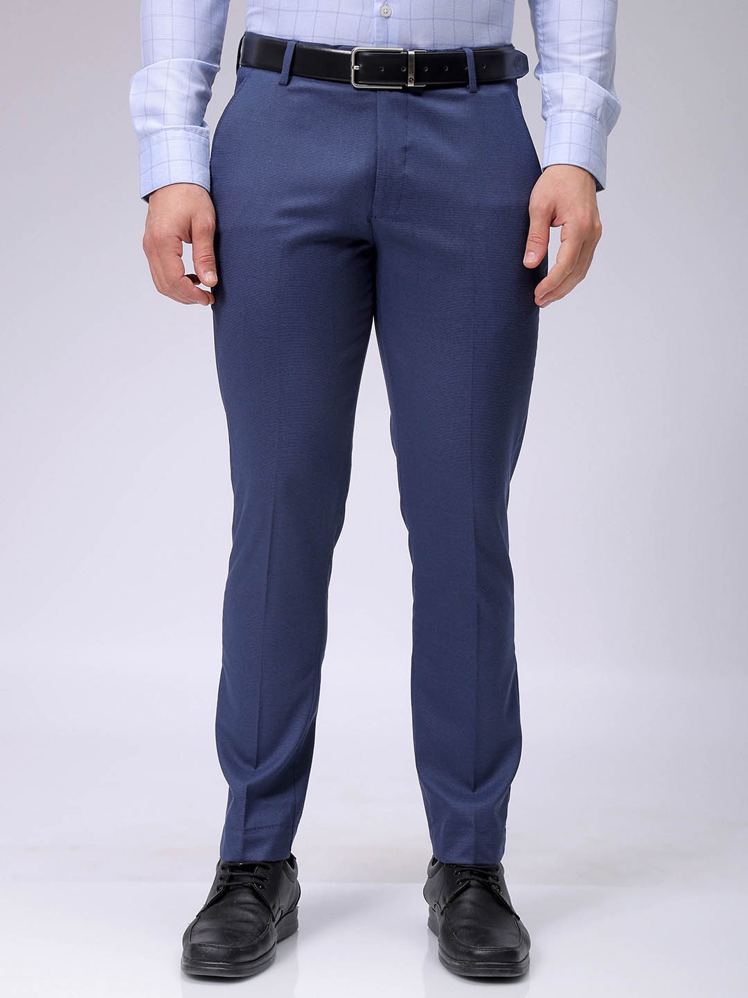 

The Indian Garage Co. X Luxe Men Slim Fit Formal Trousers, Blue