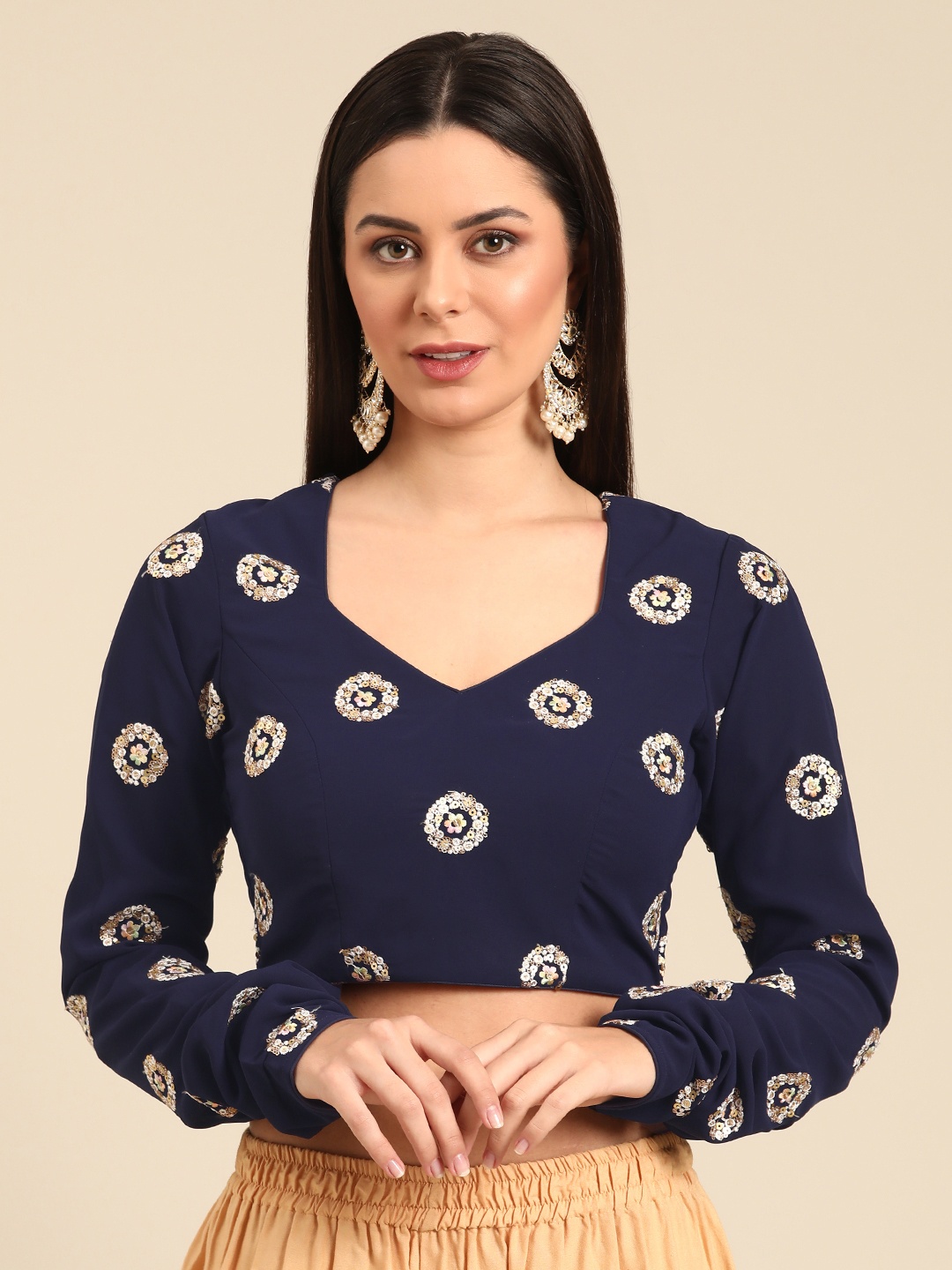 

Ethnovog Embroidered Ready To Wear Blouse, Blue