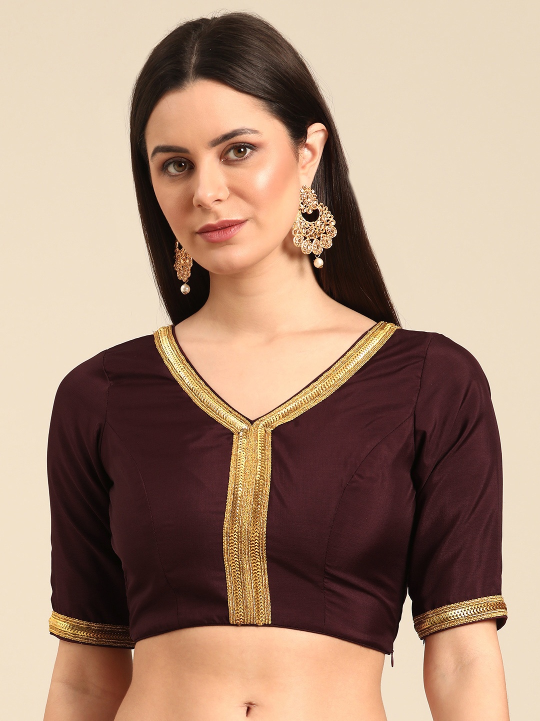 

Ethnovog Embroidered Sequinned Saree Blouse, Purple