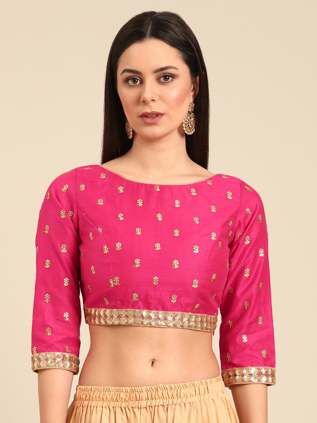 

Ethnovog Embroidered Cotton Ready To Wear Blouse, Pink