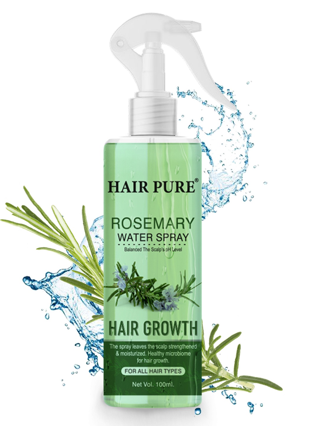 

Hair Pure Rosemary Water Hair Spray For Scalp pH Balance-100ml, Black