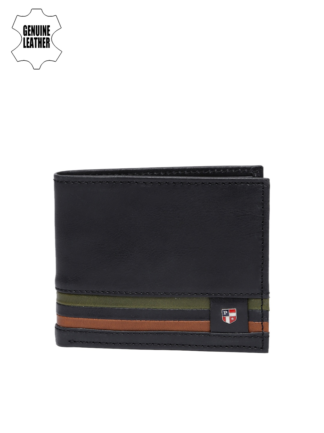 

U.S. Polo Assn. Men Black Solid Two Fold Genuine Leather Wallet