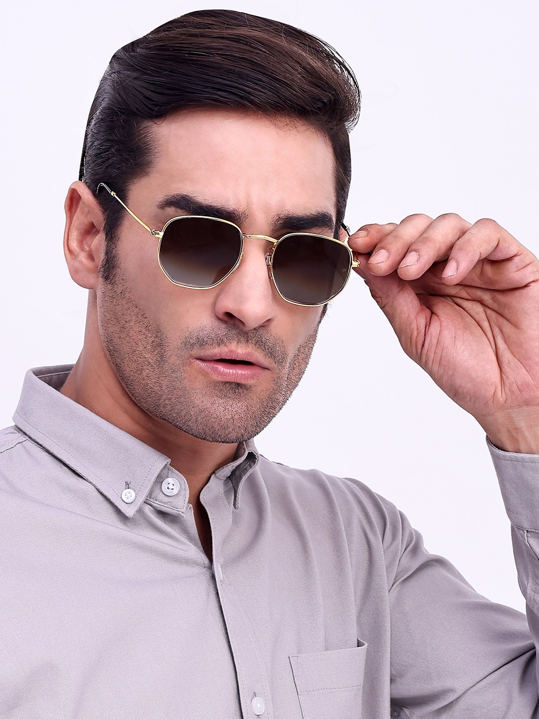 

HAMILTANO WINSTON Men Round Sunglasses with UV Protected Lens Dual Shade, Brown