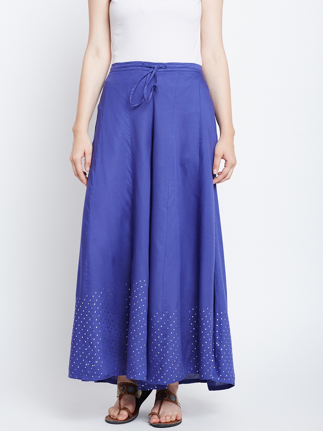 

Biba Women Blue Flared Solid Palazzos