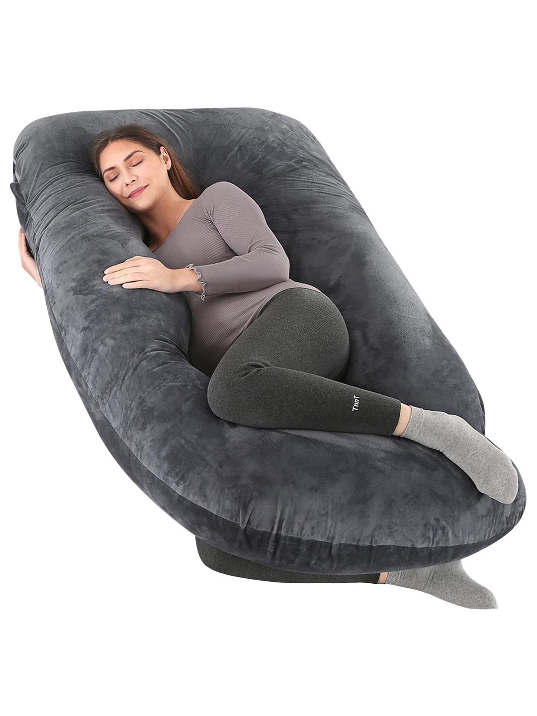 

Pum Pum Black Fibre Filled Faux Velvet Hollow U Shaped Maternity Pillow