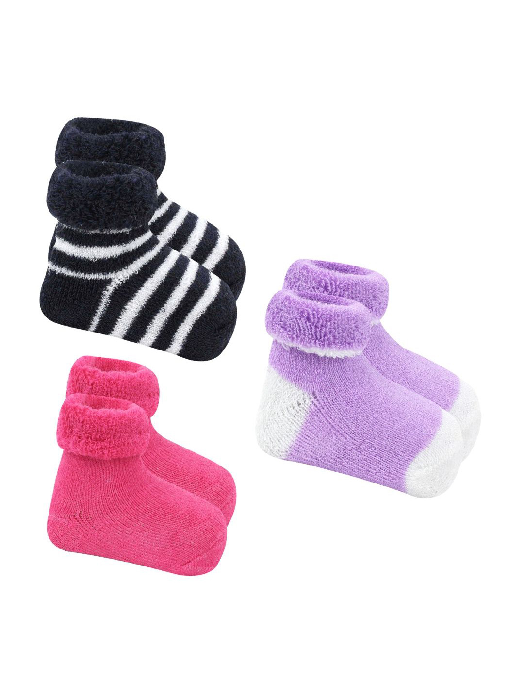 

BAESD Infants Pack Of 3 Patterned Cotton Ankle-Length Socks, Purple