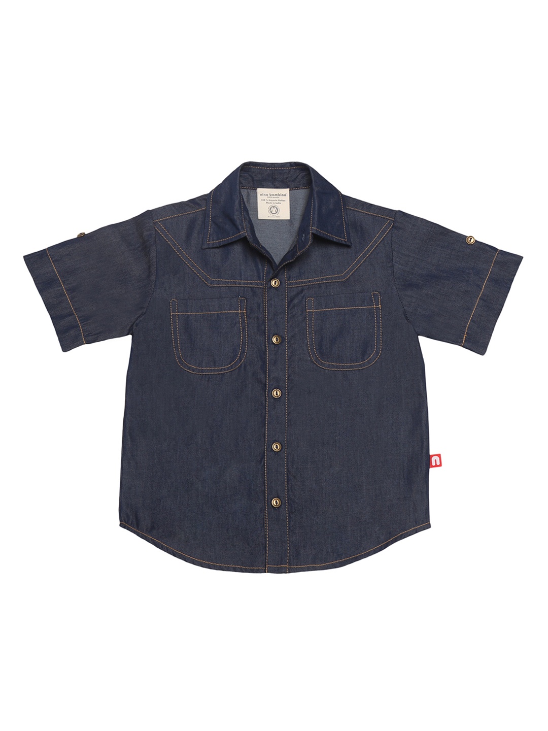 

Nino Bambino Boys Blue Regular Fit Organic Cotton Solid Casual Shirt