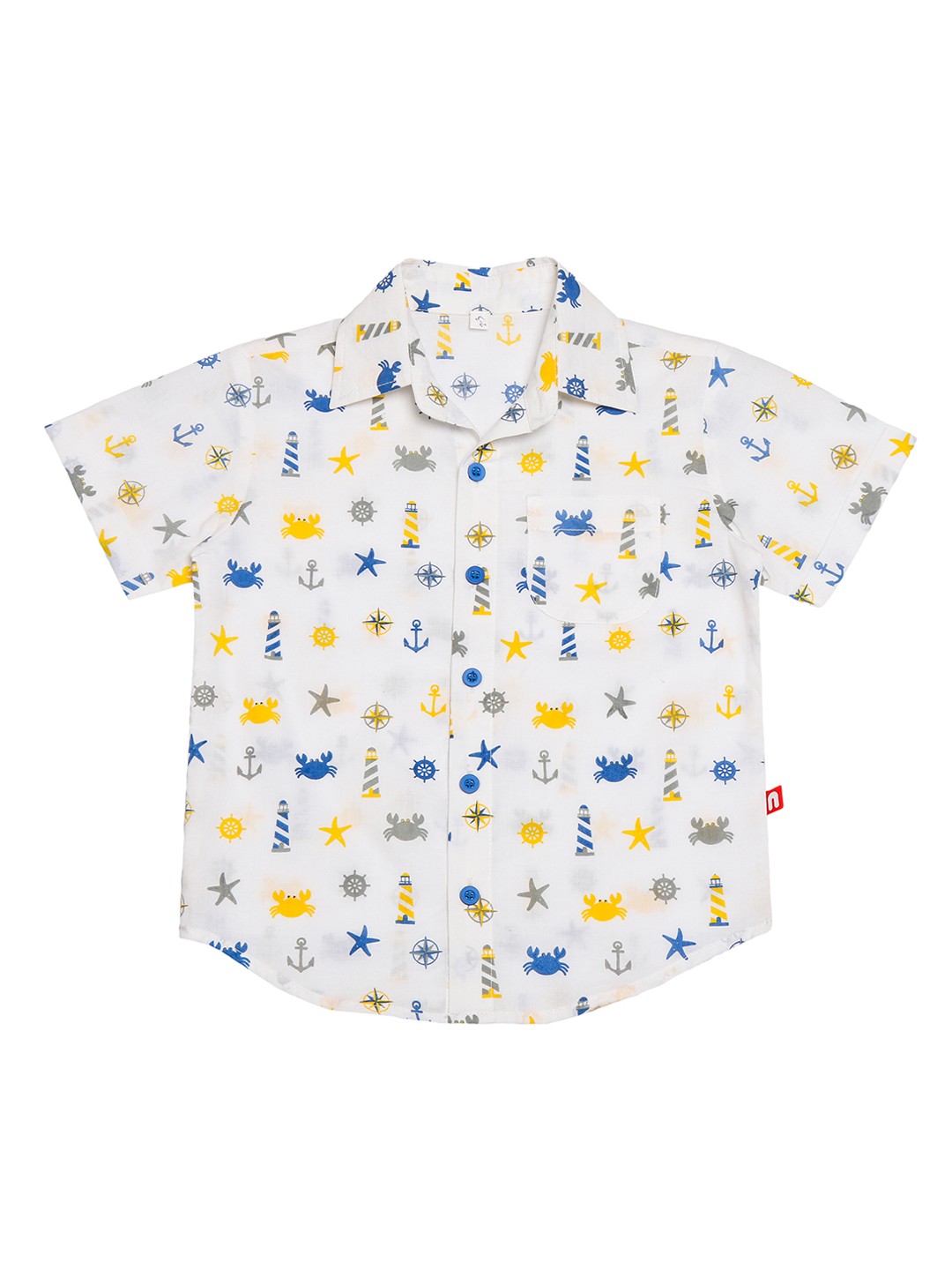 

Nino Bambino Boys White Regular Fit Organic Cotton Printed Casual Shirt