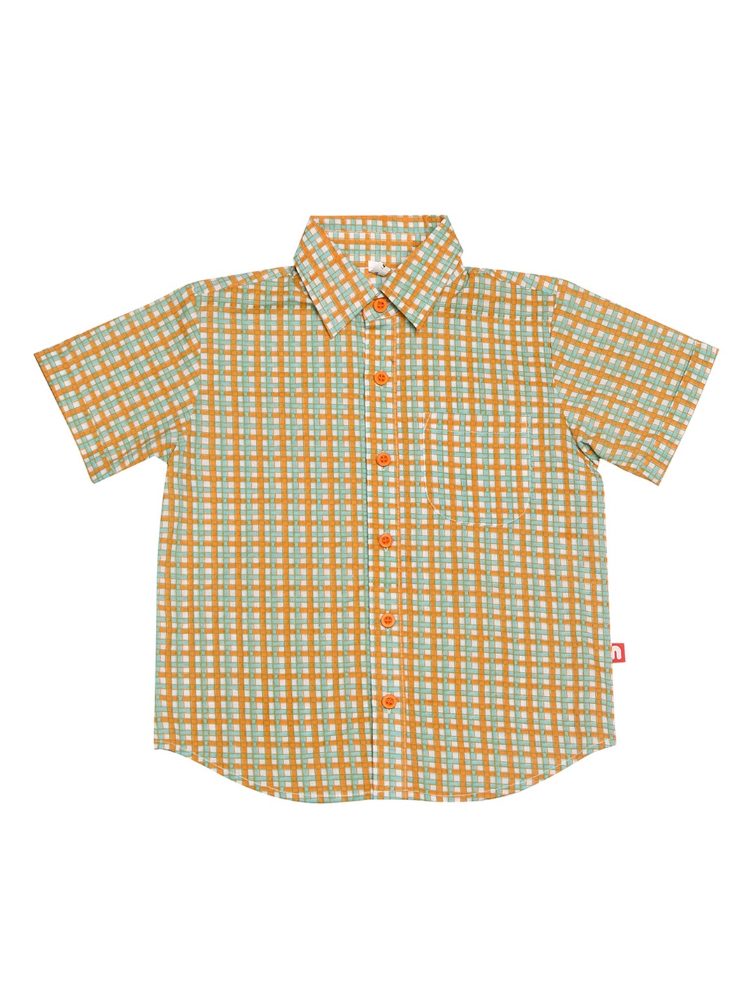 

Nino Bambino Boys Yellow Regular Fit Organic Cotton Checked Casual Shirt