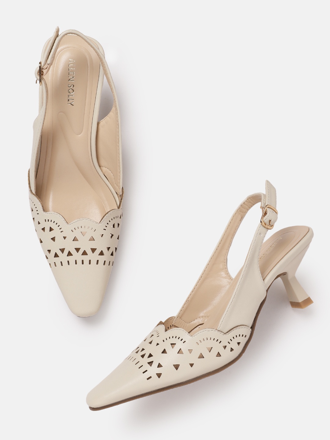 

Allen Solly Slim Heel Mules With Laser Cuts Detail, Beige