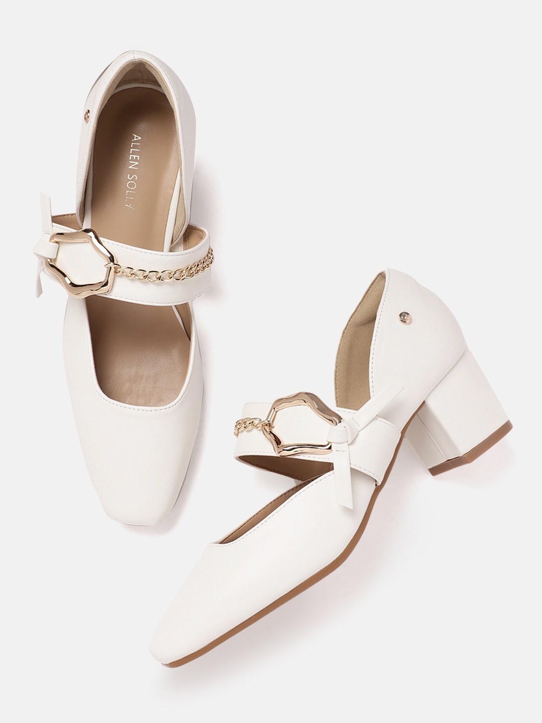 

Allen Solly Block Heeled Mary Janes, White