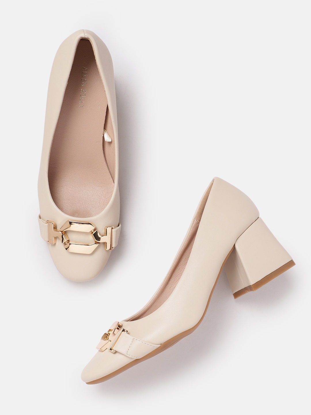

Allen Solly PU Block Pumps, Beige