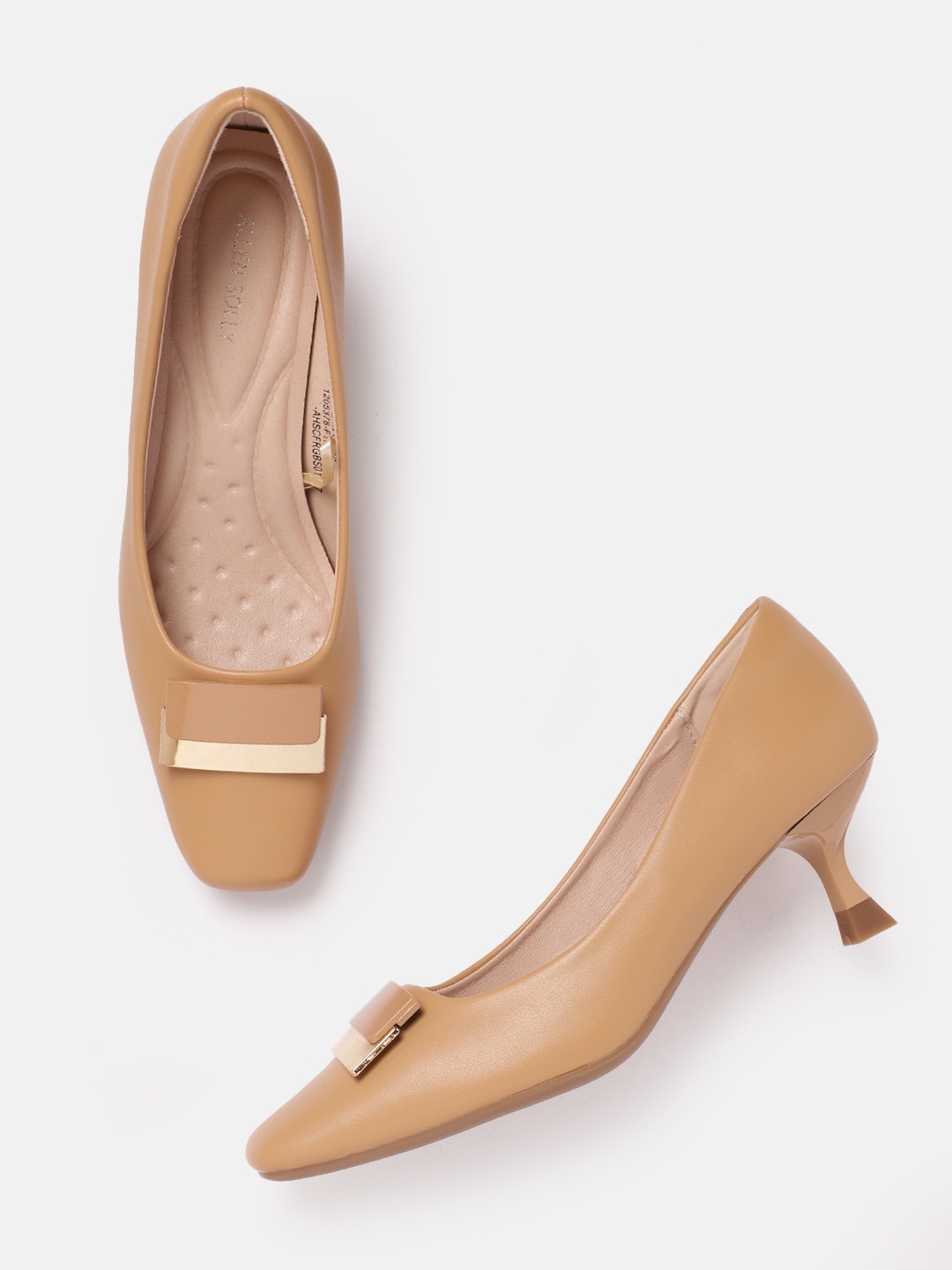 

Allen Solly Embellished PU Kitten Pumps, Beige