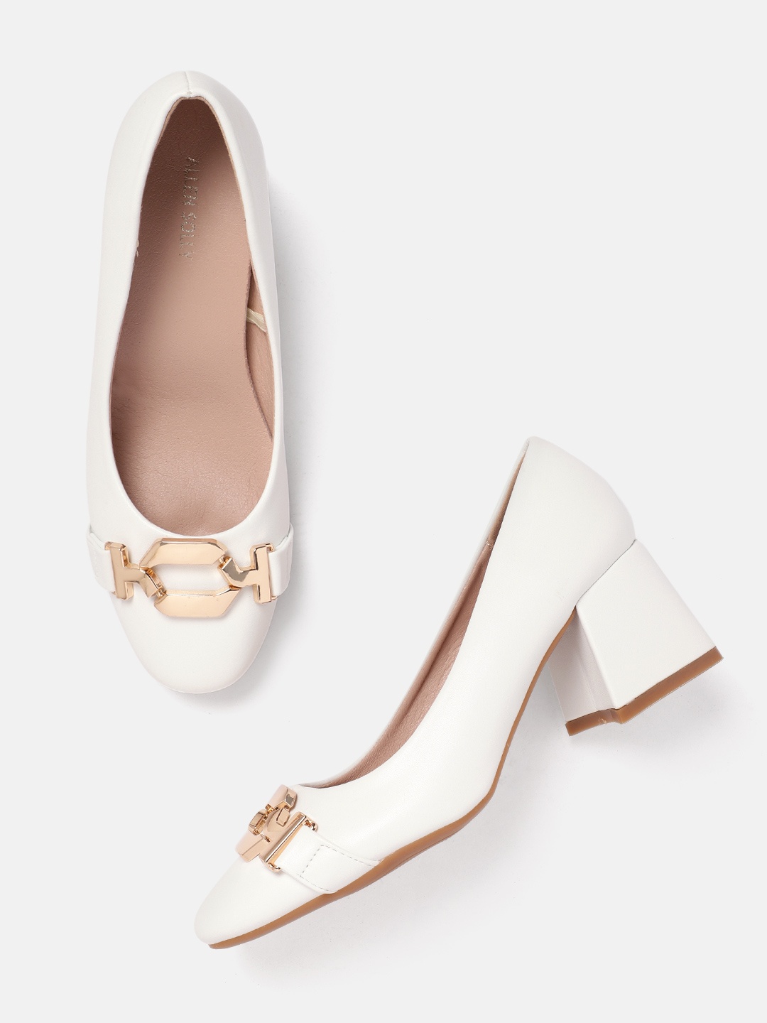 

Allen Solly Metallic Detail Block Pumps, White