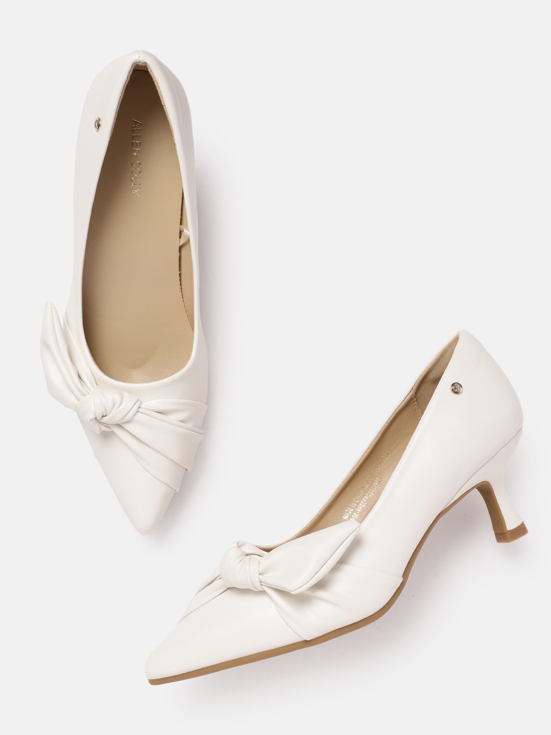 

Allen Solly Bow Detail PU Kitten Pumps, White