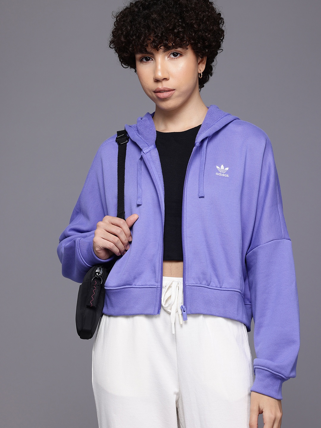 

ADIDAS Originals Women Drop Shoulder Open Front Jacket, Lavender