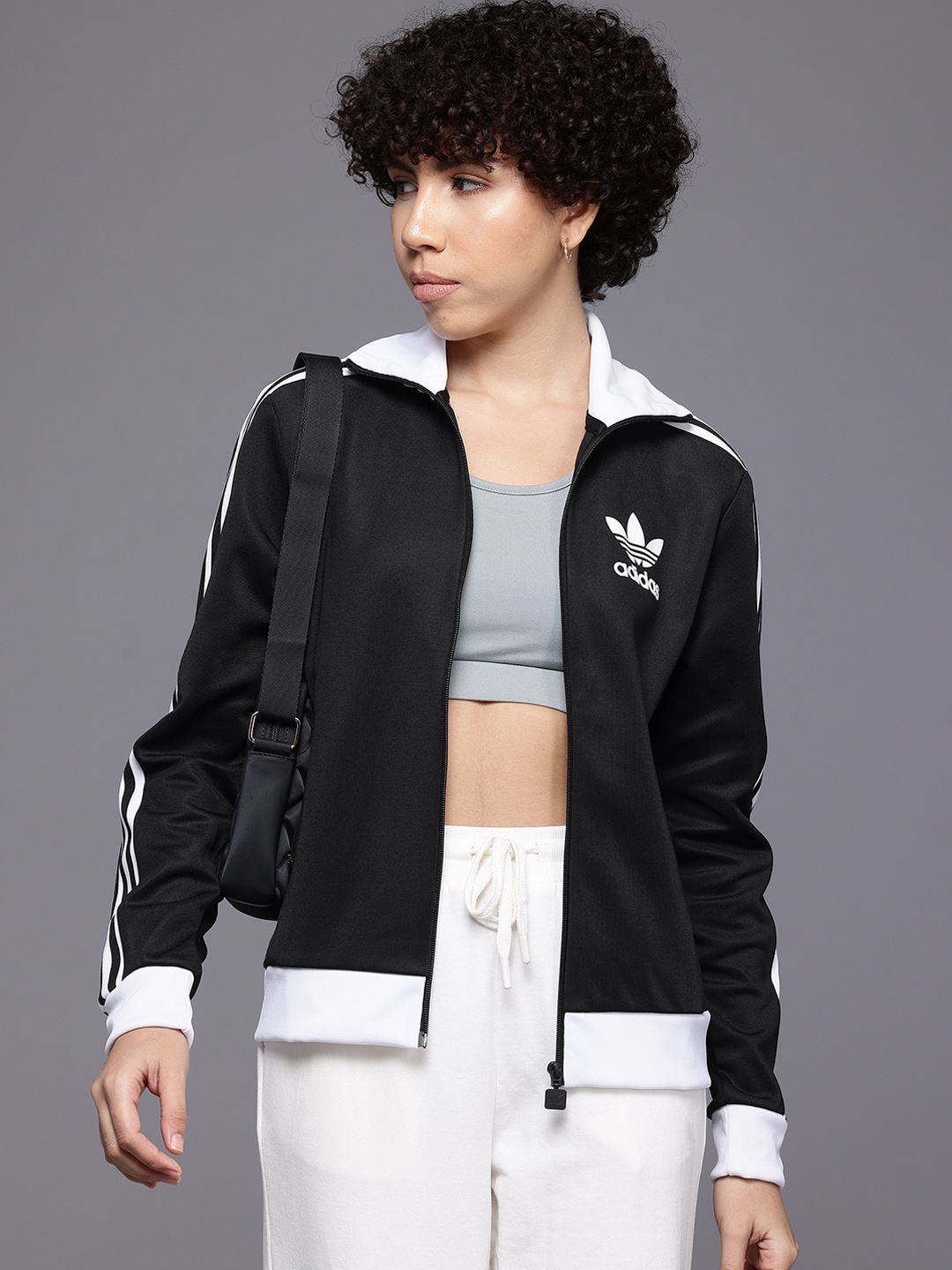 

ADIDAS Originals Women Striped Jacket, Black