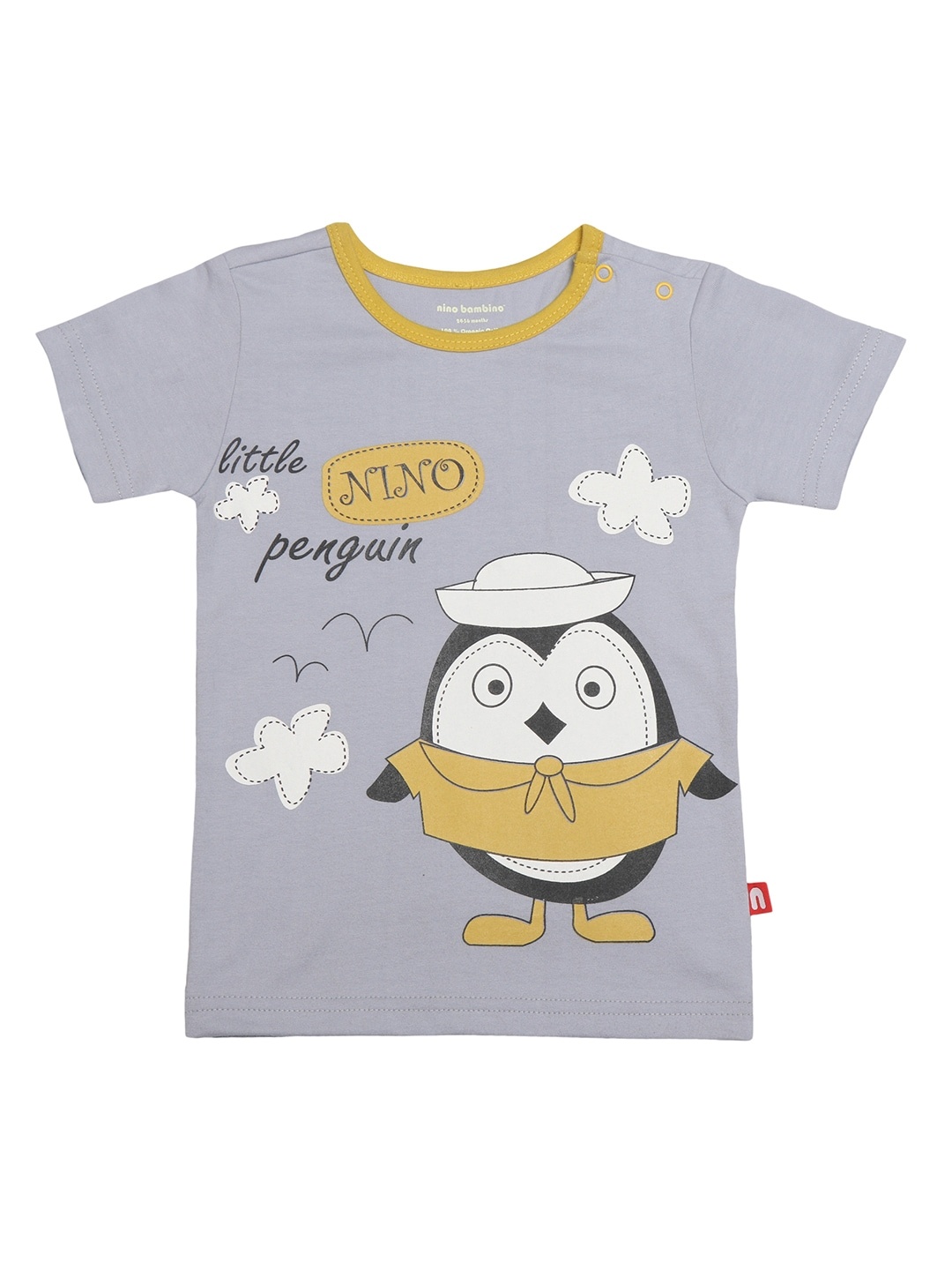 

Nino Bambino Boys Grey Printed Round Neck Organic Cotton Sustainable T-shirt