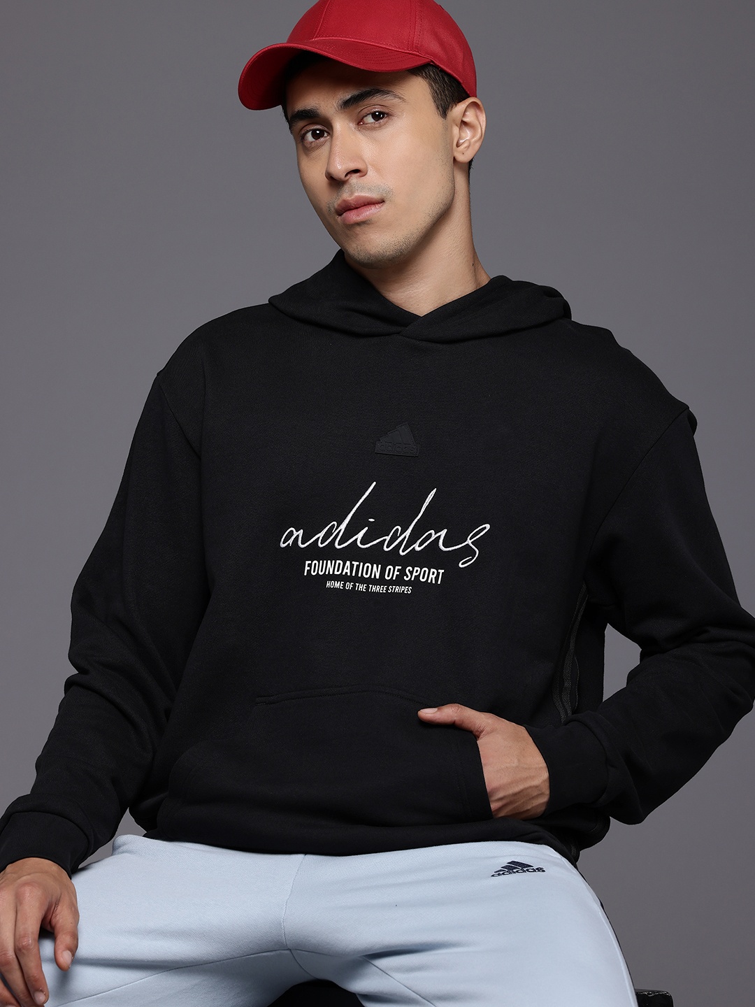 

ADIDAS Printed Hooded Sweatshirt, Black