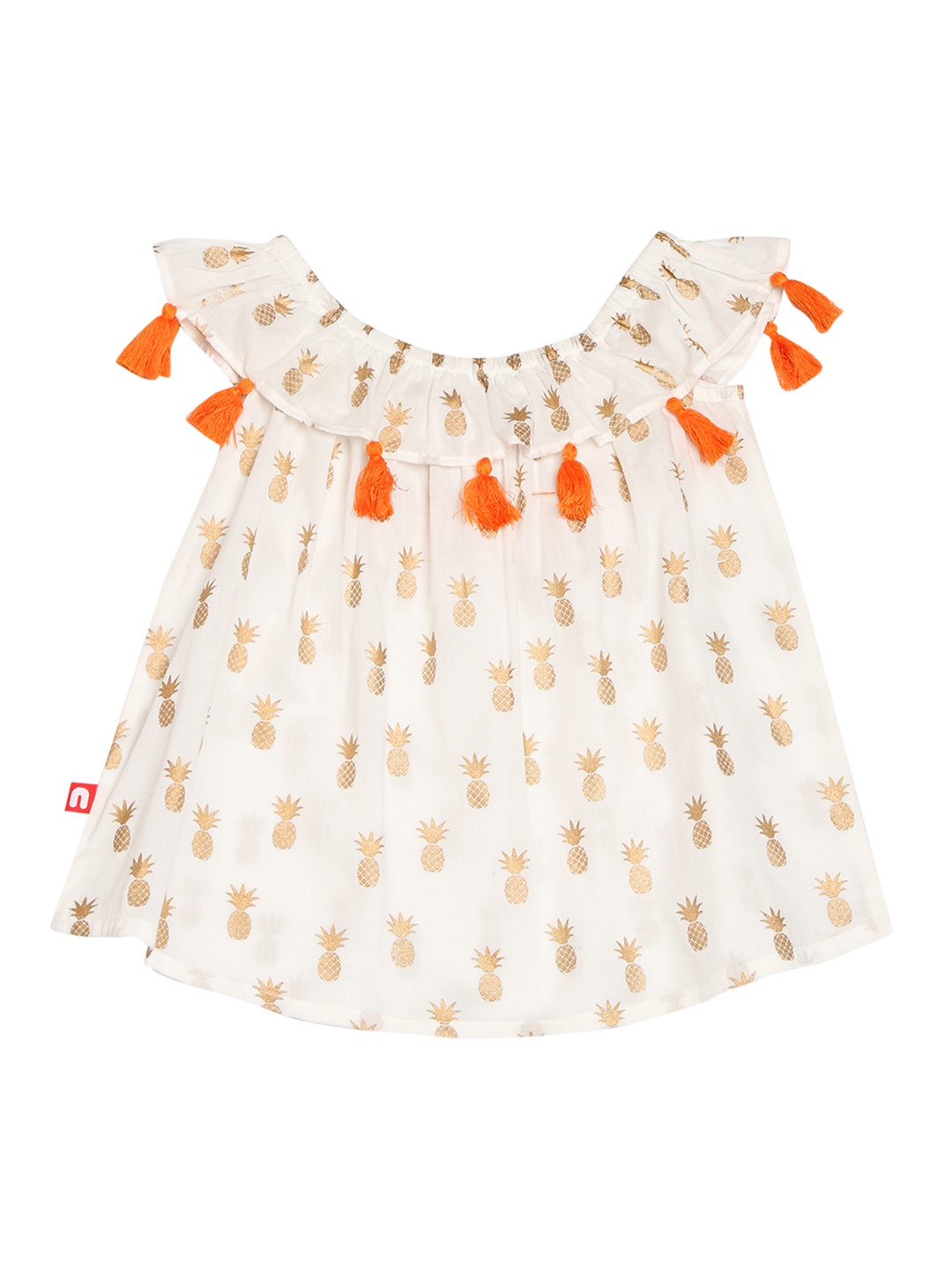 

Nino Bambino Girls Off-White Printed A-Line Pure Cotton Top