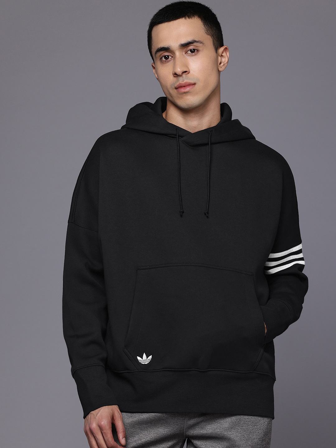 

ADIDAS Originals Hooded Striped Detail Neuclassics Sweatshirt, Black