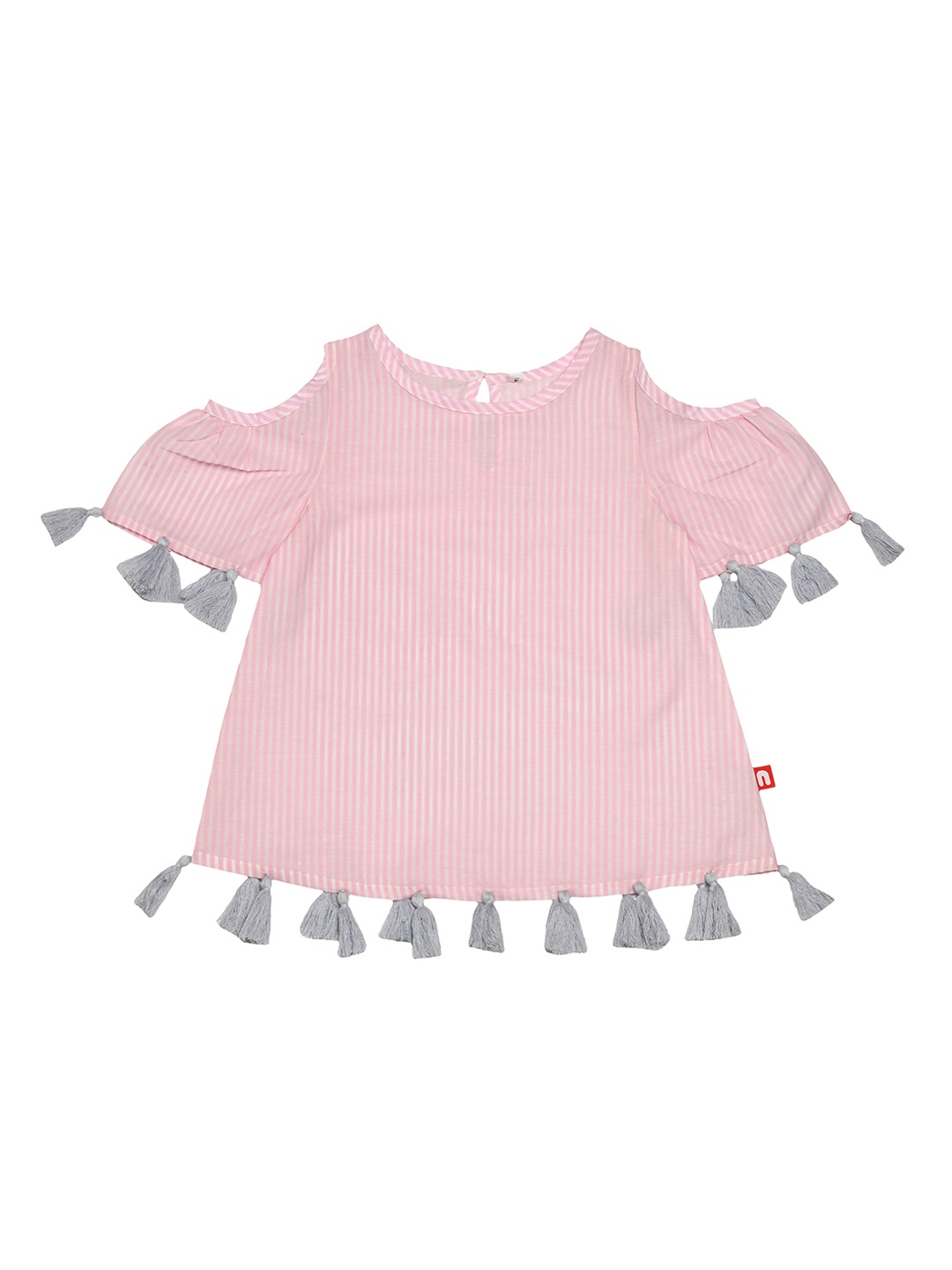

Nino Bambino Girls Pink Striped A-Line Pure Cotton Top