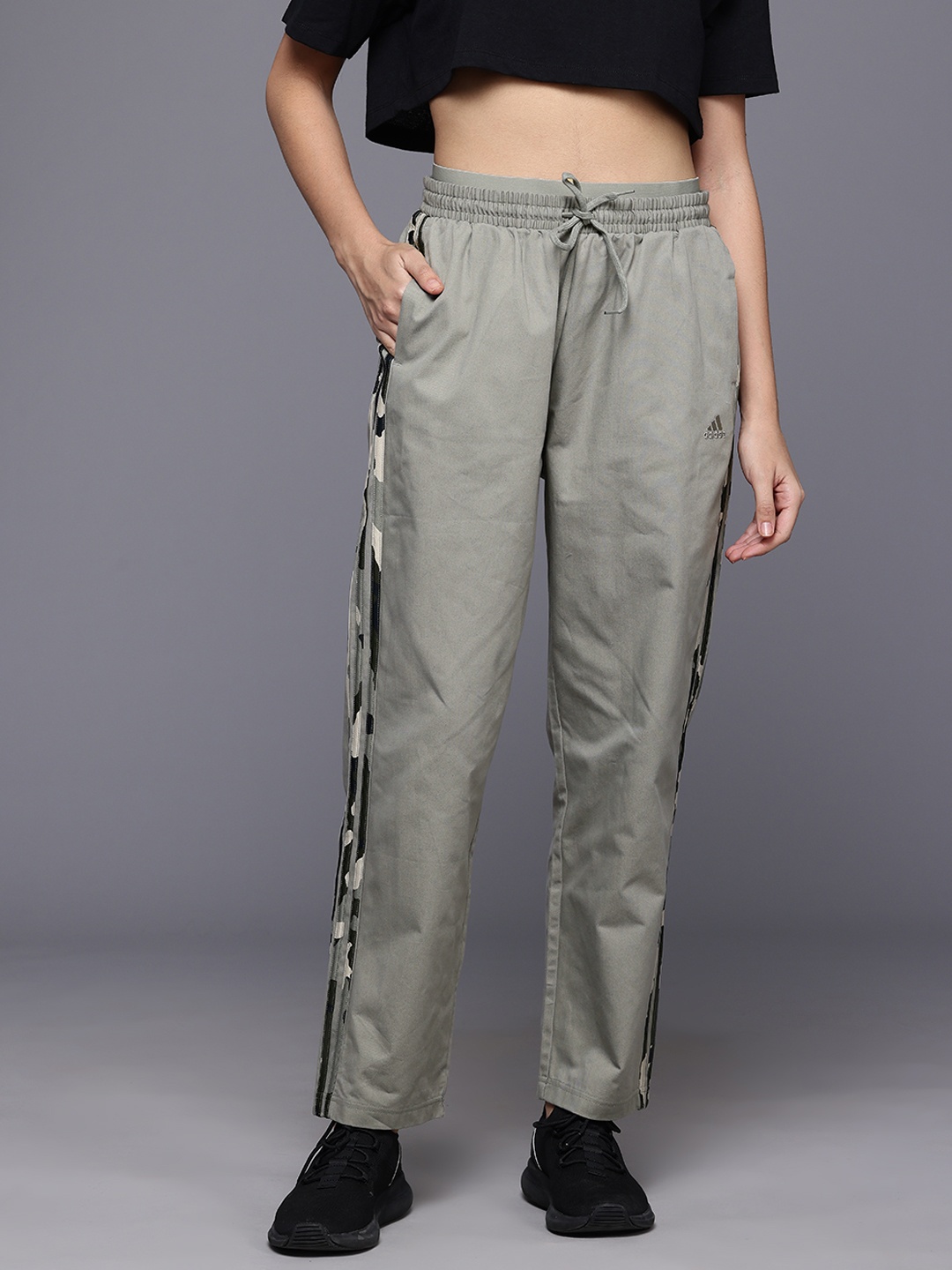 

ADIDAS Camo-Print 3-Stripes Twill Pure Cotton Track Pants, Green