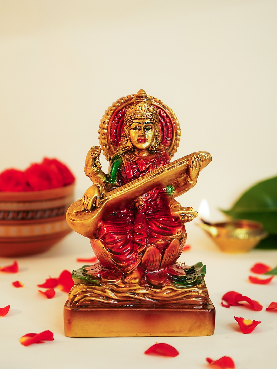 

Ekhasa Red Maa Saraswati Idol Religious Idol Showpiece