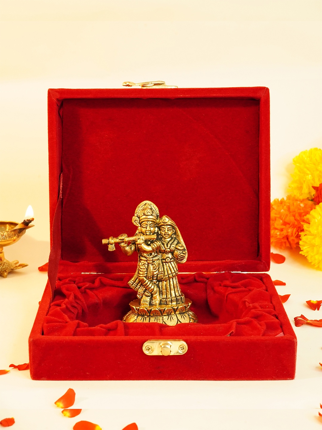 

Ekhasa Gold-Toned Radha Krishna Murti Pure Brass Religious Idol Showpiece