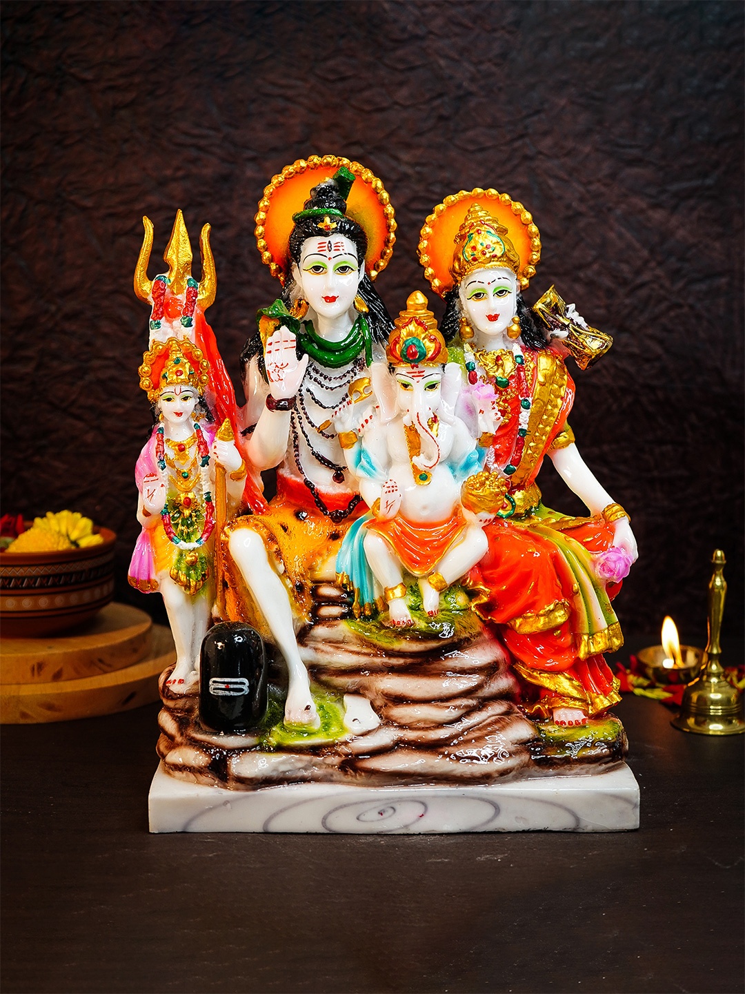 

Ekhasa White Shiv Parivar Murti Religious Idol Showpiece