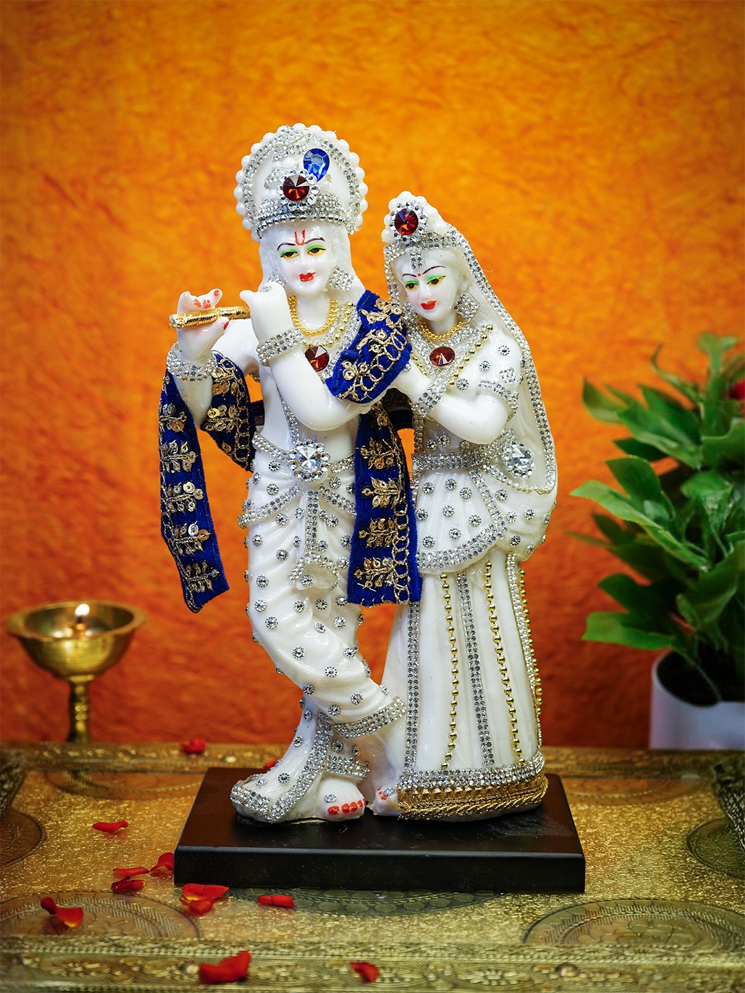 

Ekhasa White & Navy Blue Radha Krishna Murti Religious Idol Showpiece