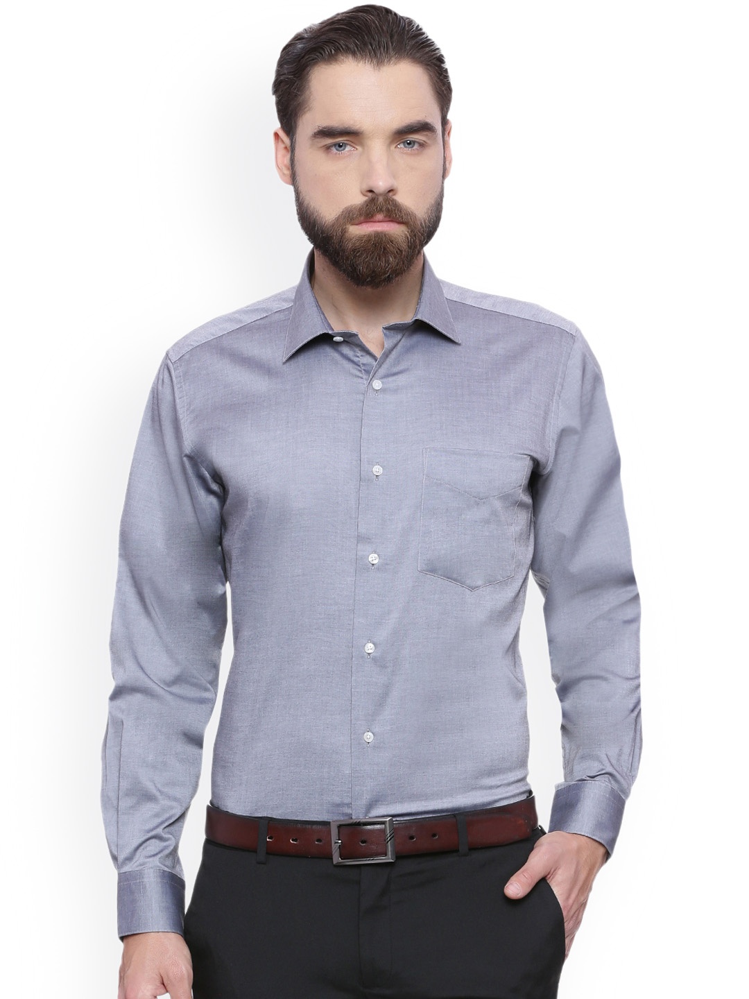 

Van Heusen Men Grey Regular Fit Solid Formal Shirt