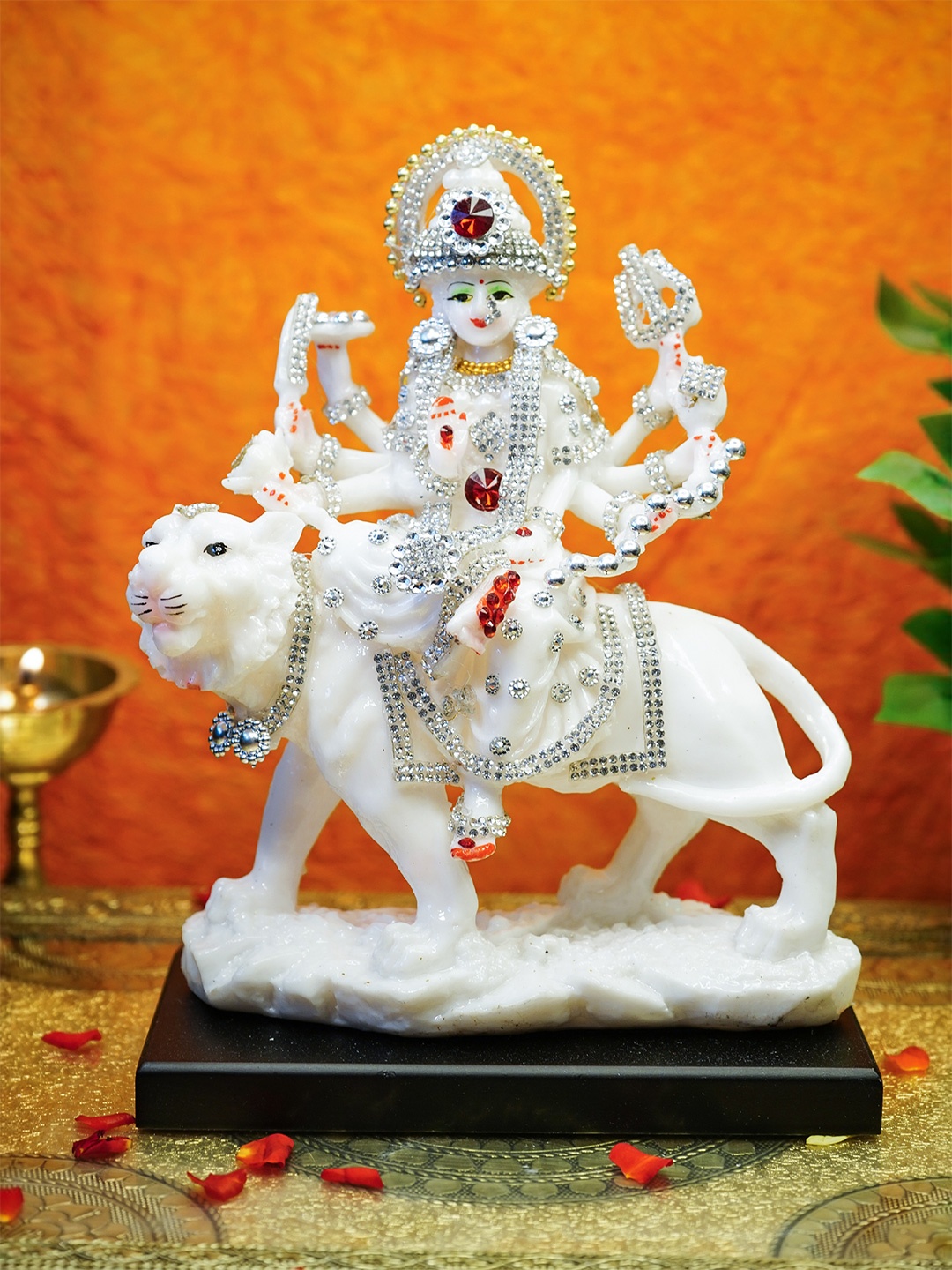 

Ekhasa White Durga Maa Religious Figurine Showpiece