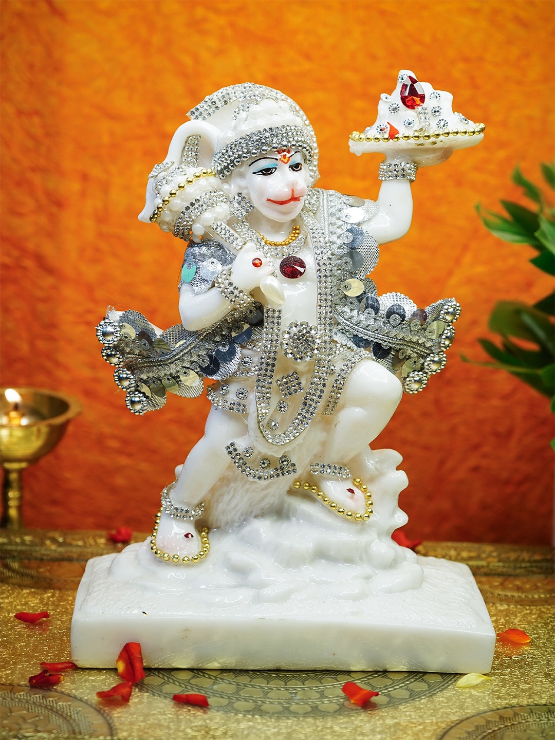 

Ekhasa White Hanuman Ji Murti Religious Marble Idol Showpiece