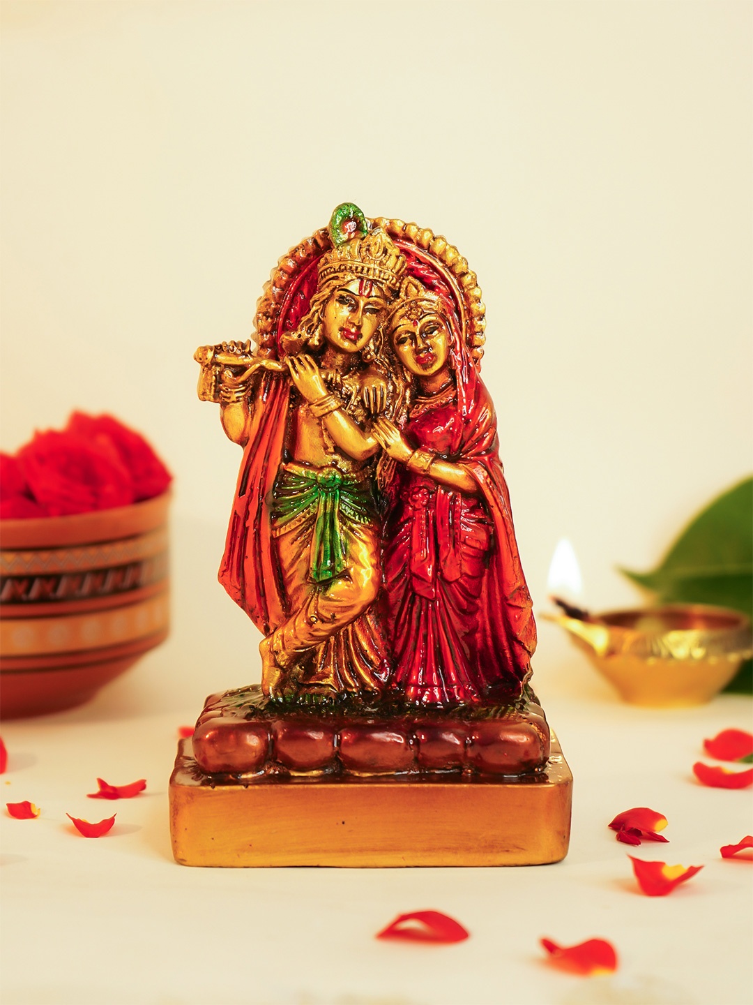 

Ekhasa Gold-Toned Radha Krishna Religious Idol Showpiece