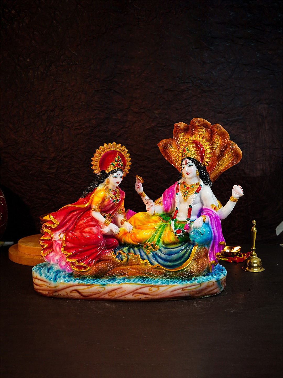 

Ekhasa Red Vishnu Laxmi Religious Idol Showpiece