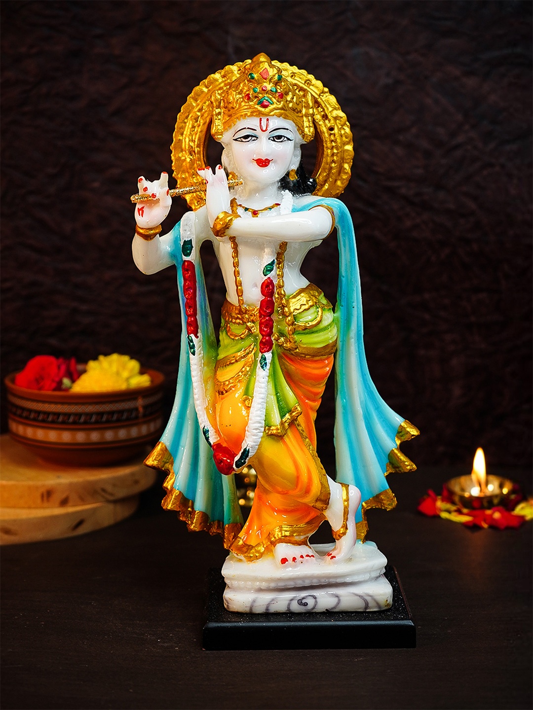 

Ekhasa White & Blue Religious Krishna Idol Showpiece