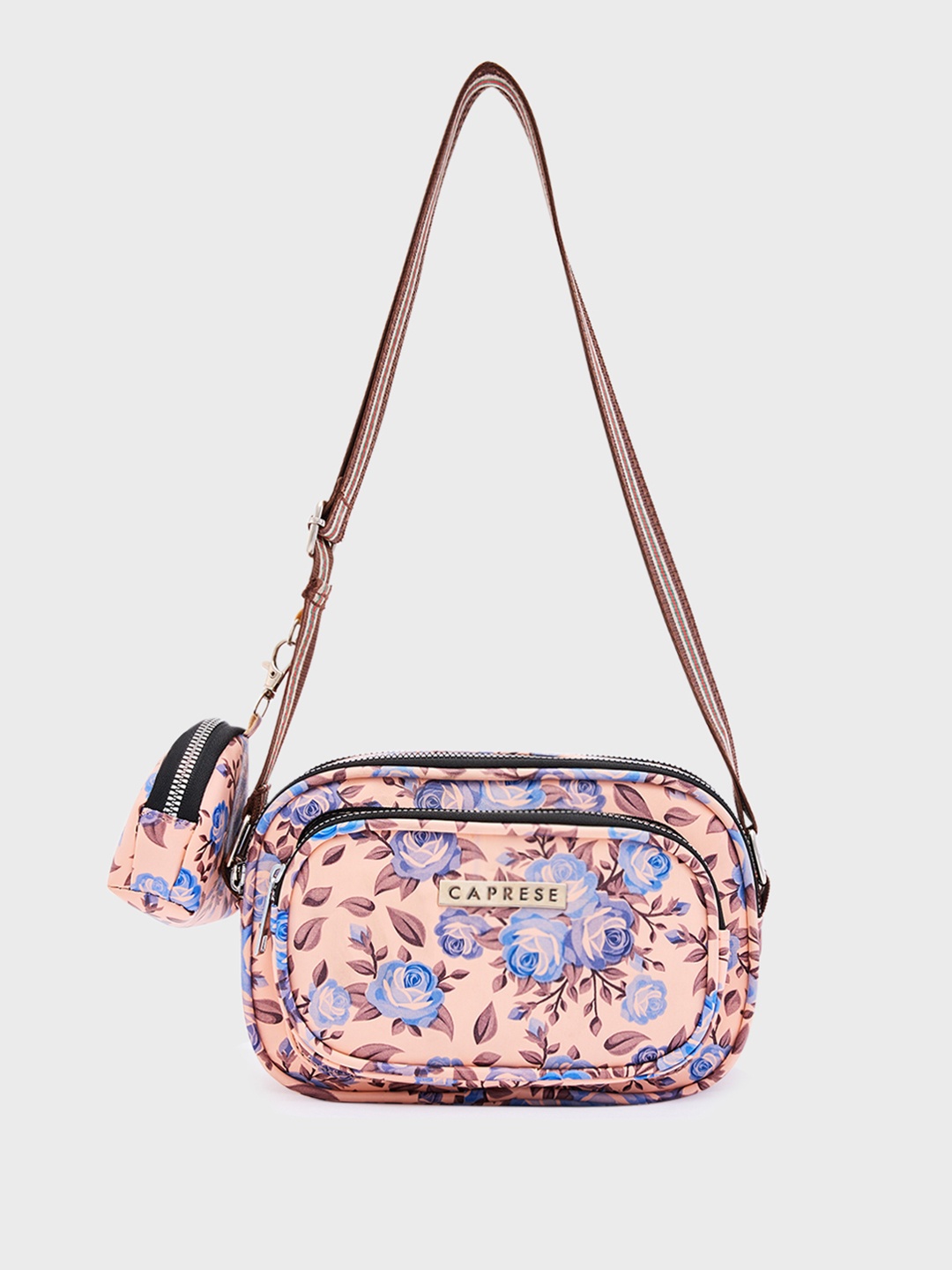 

Caprese Floral Printed Sling Bag With Pouch, Pink