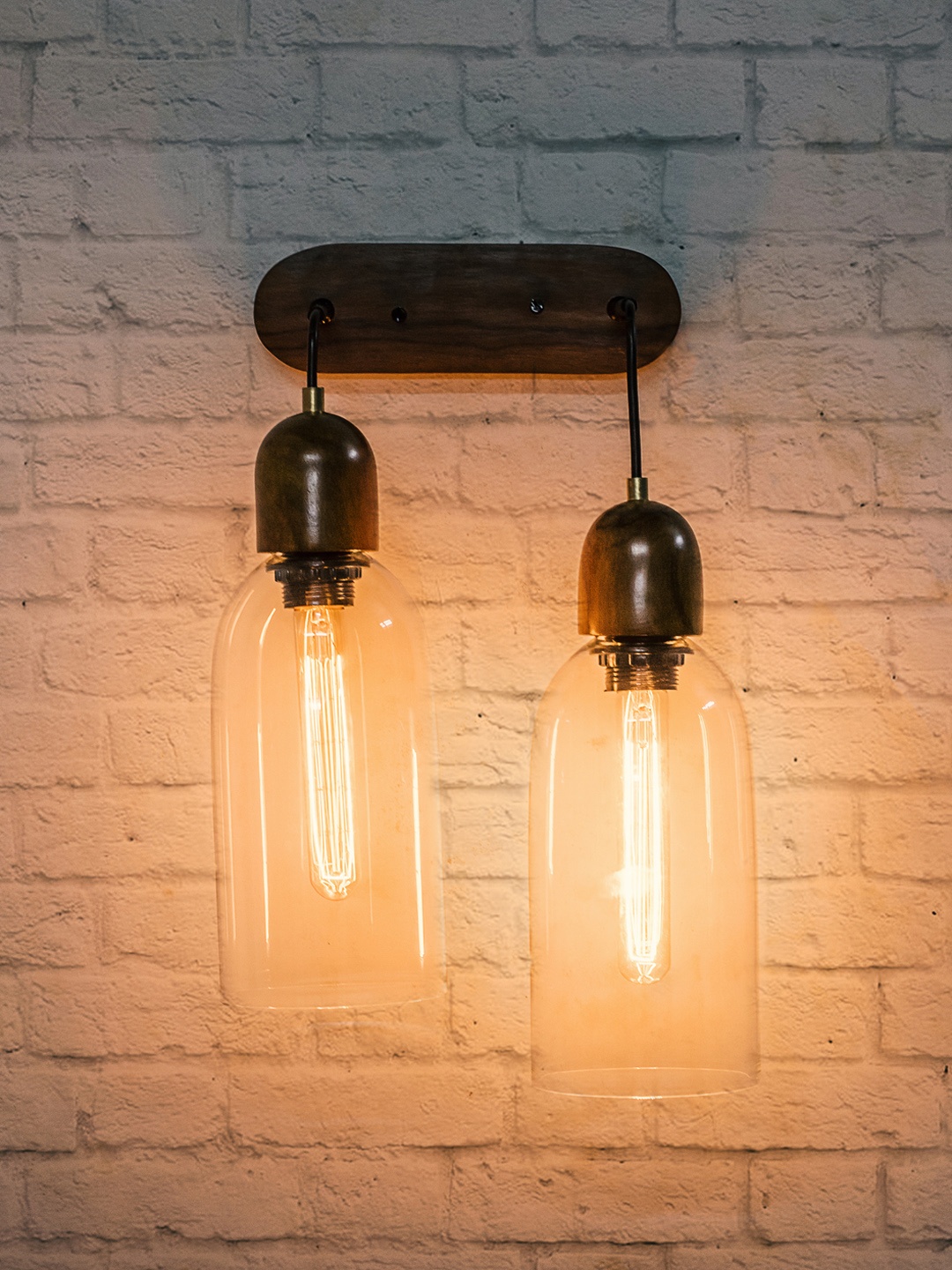 

Fos Lighting Brown & Transparent Double Armed Sconces