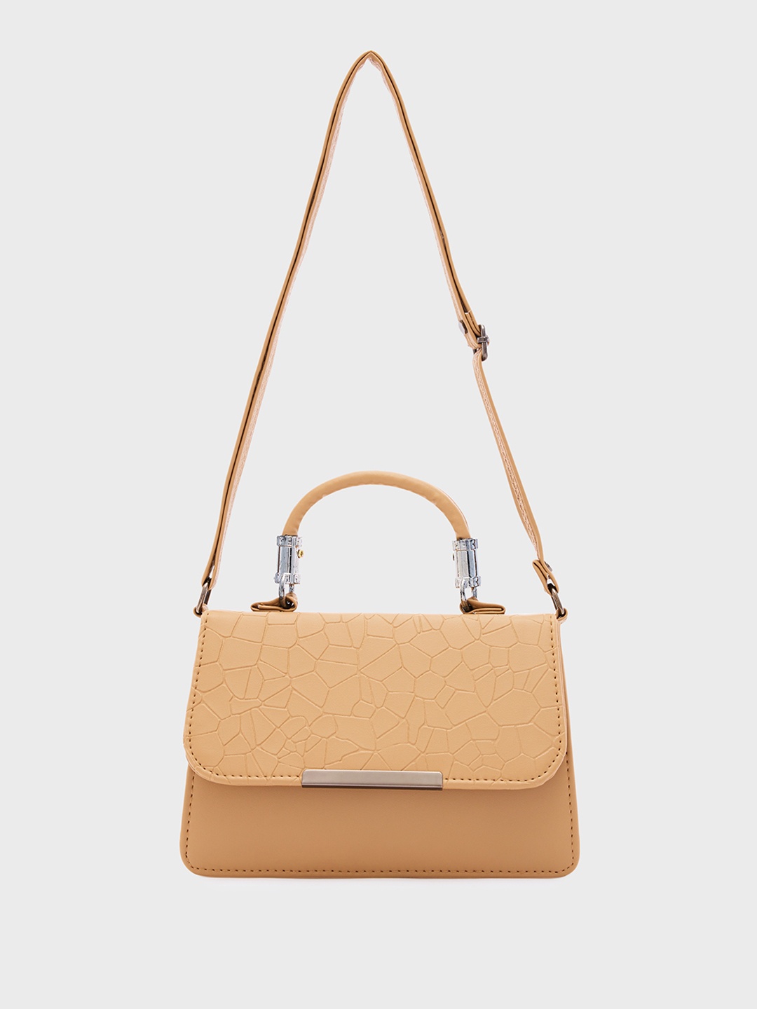 

Caprese Textured Structured Sling Bag, Beige