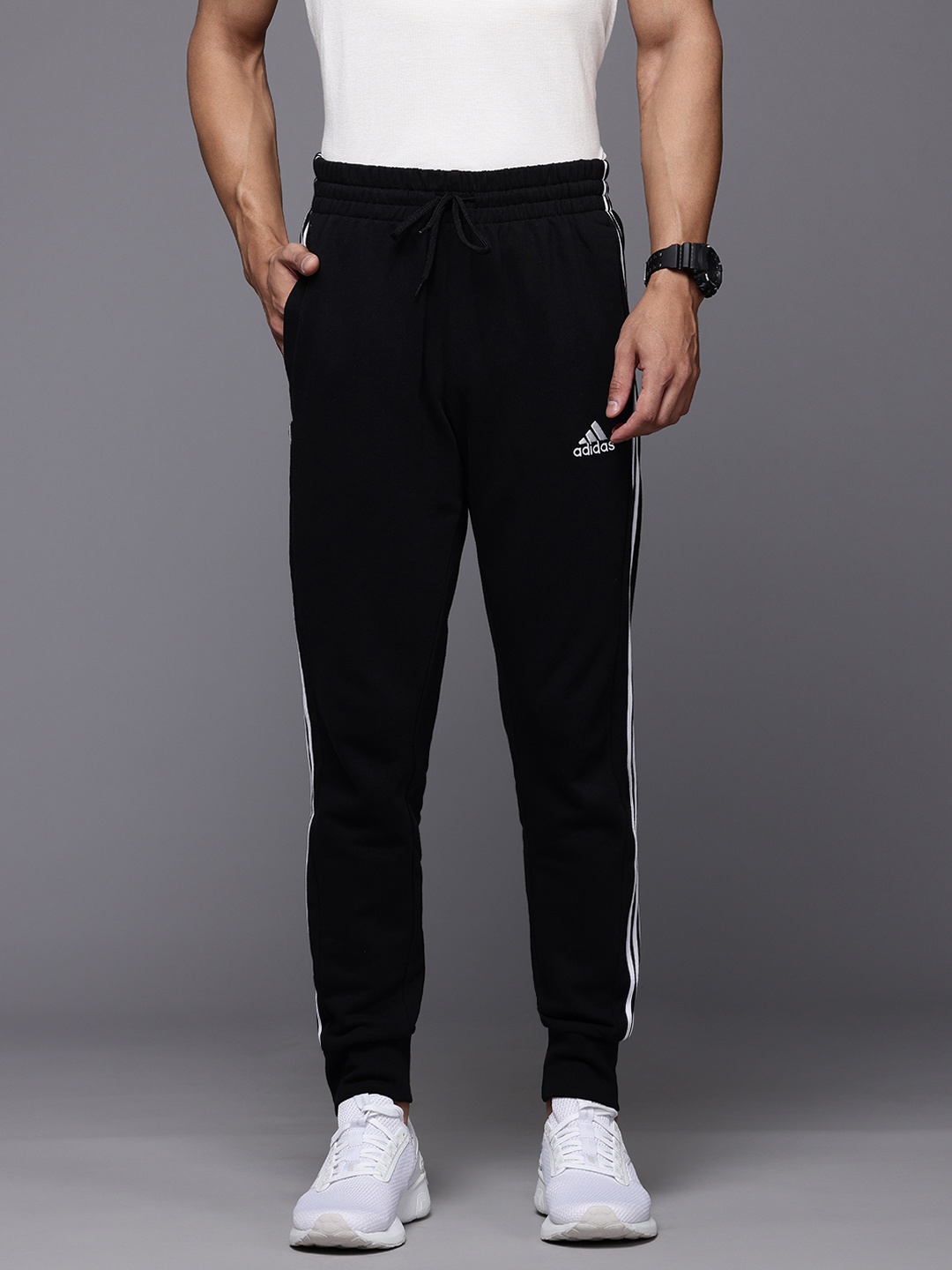 

ADIDAS Men 3S Ft Tc Pt Training Track Pants With Patched Detail, Black