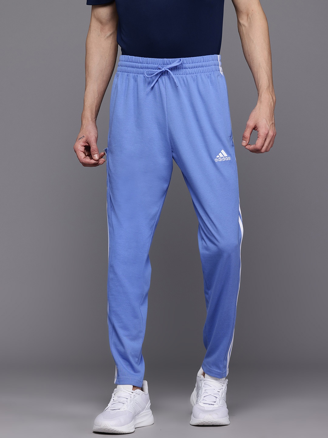 

ADIDAS Men 3-Stripes Single Jersey Track Pants, Blue