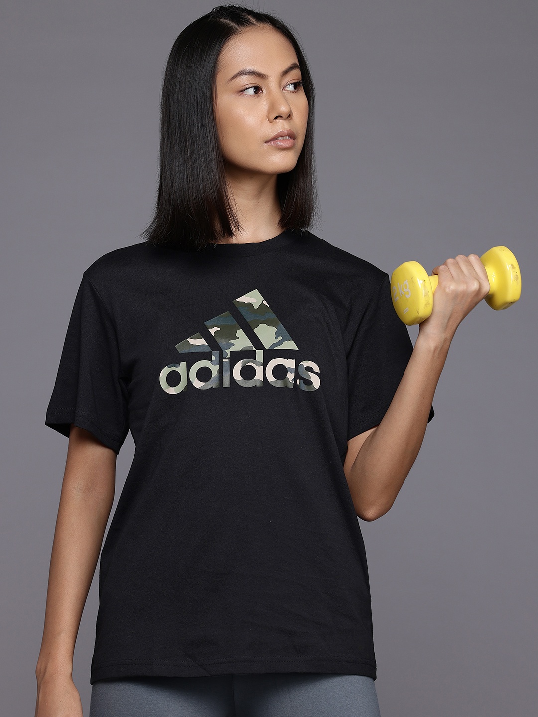 

ADIDAS Brand Logo Print Pure Cotton T-shirt, Black