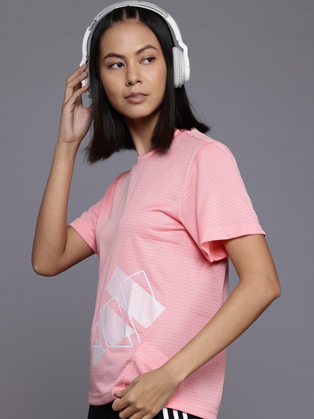 

ADIDAS Brand Logo Printed T-shirt, Peach