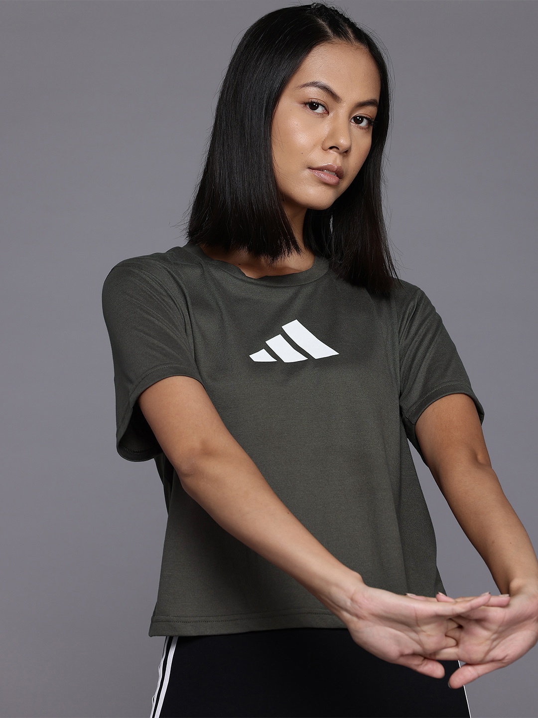 

ADIDAS Brand Logo Print Training Essentials BI T-shirt, Green