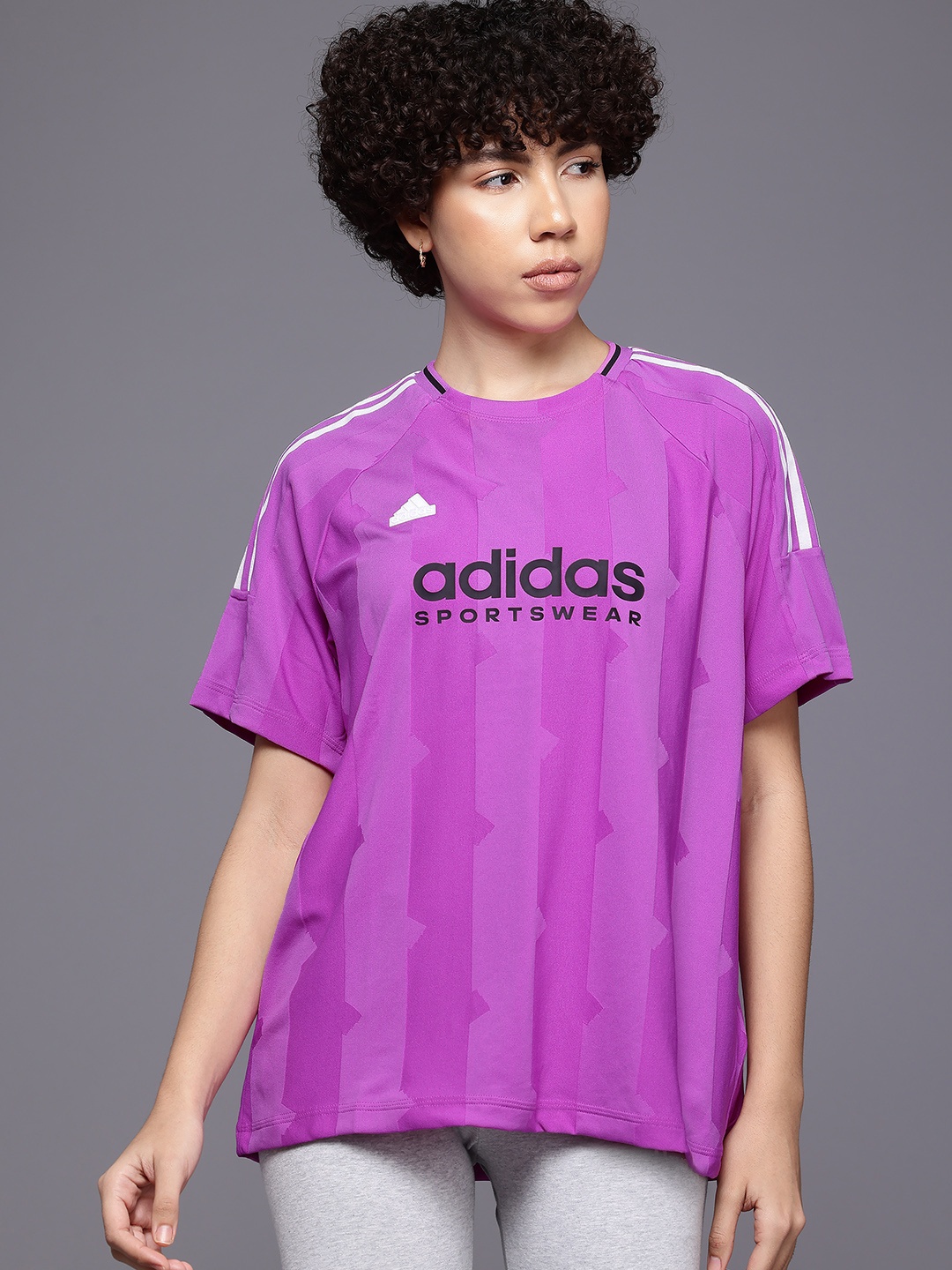 

ADIDAS Printed Drop-Shoulder Sleeves T-Shirt, Purple