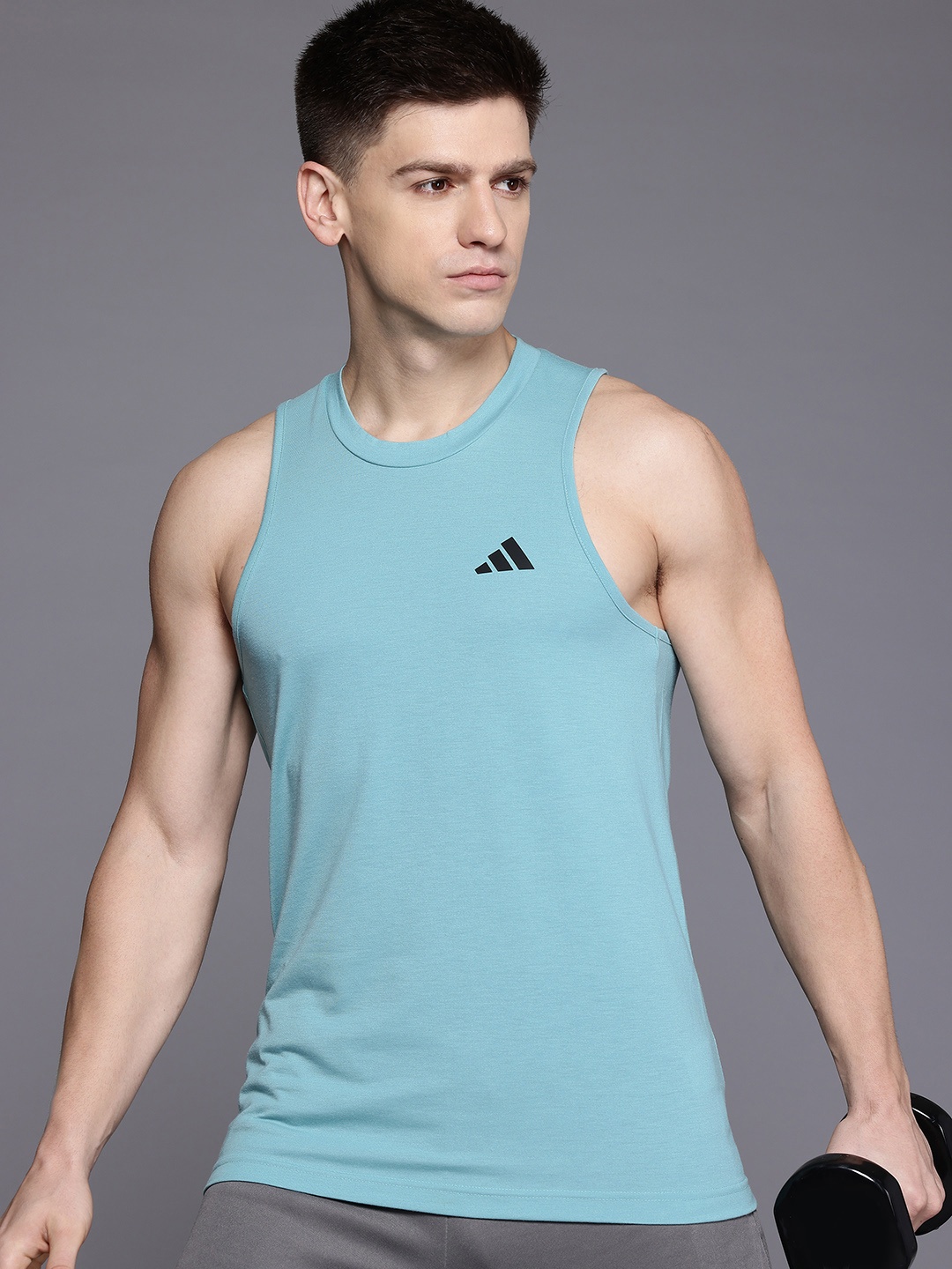 

ADIDAS Men Brand Logo Slim Fit T-shirt, Teal