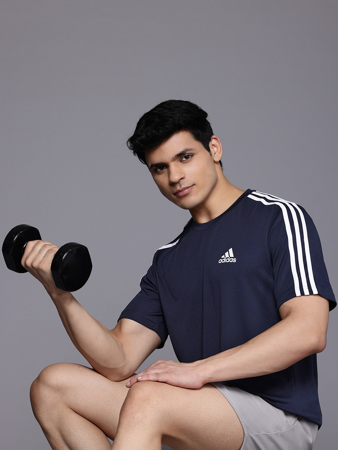 

ADIDAS Logo Print Detail 3-Striped T-shirt, Navy blue