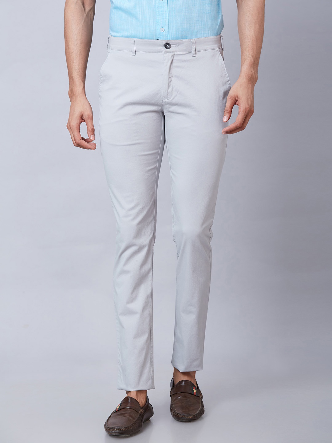 

ColorPlus Men Nuvo Skinny Fit Low-Rise Chinos Trousers, Grey